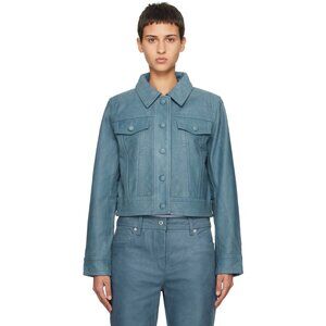 Stand Studio Ellen Denim Look Leather Jacket in Washed Indigo